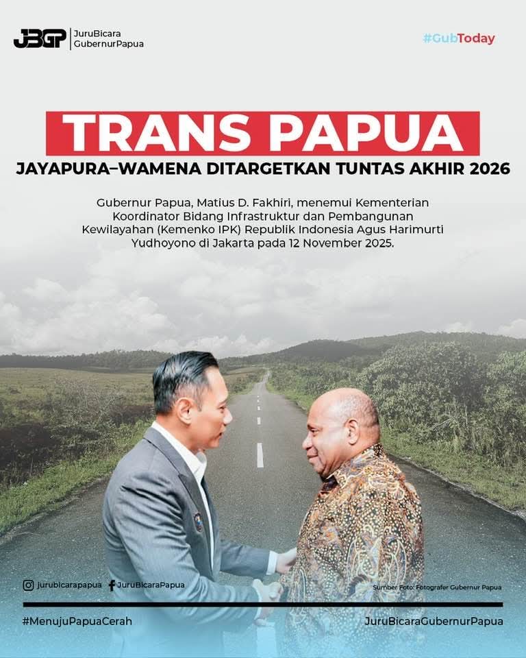 Trans Papua Bergairah! Usai Gubernur MDF Bertemu Menko AHY, Jalan Jayapura–Wamena Ditarget Rampung 2026