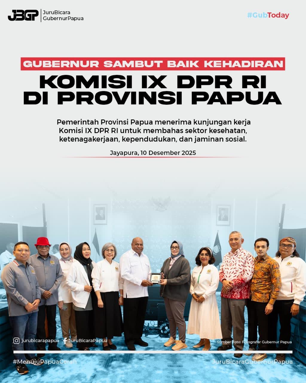 Gubernur Papua Sambut Komisi IX DPR RI, Bahas Kesehatan hingga Jaminan Sosial