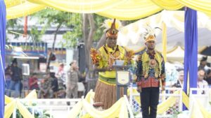 Walikota Jayapura Abisai Rollo saat memberikan amanat di HUT 116 Kota Jayapura