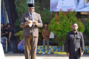 Walikota Jayapura Abisai Rollo saat membacakan Amanat di Peringatan Hari Lahirnya Pancasila